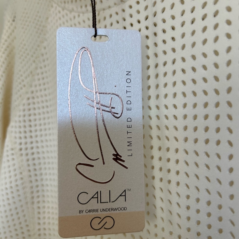 CALIA by Carrie Underwood Cream Fleuria Mesh Hooded Pullover - Picture 6 of 8